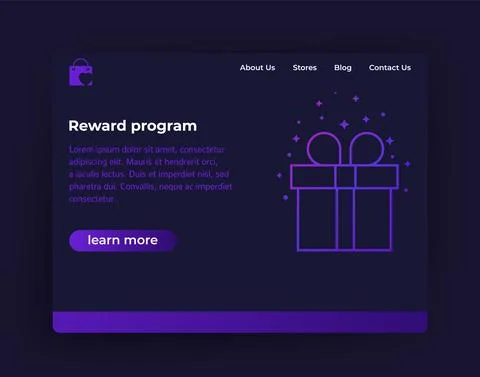 Reward program, website vector template Illustrazione stock