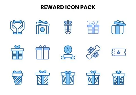 Reward Two Colour Bundle Icons Pack Stock-Illustration