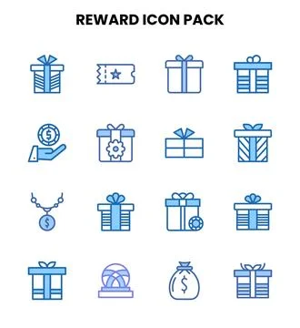 Reward Two Colour Vector Icons Pack Stock Illustration