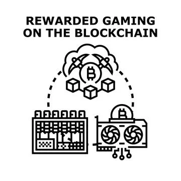 Rewarded gaming on the blockchain concept vector イラスト素材