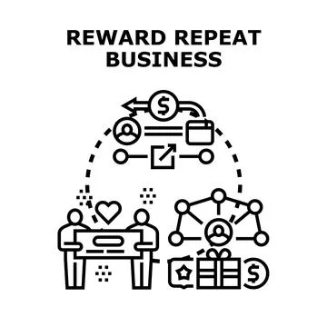 Rewarding customer loyalty program for repeat business Stock Illustration