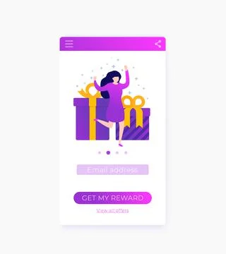 Rewards app, mobile ui, interface, vector design Stock Illustration