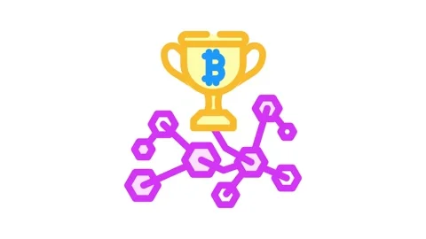 Rewards cryptocurrency mining color icon animation Stock Footage 327261121