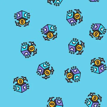 Rewards cryptocurrency mining vector seamless pattern Illustrazione stock