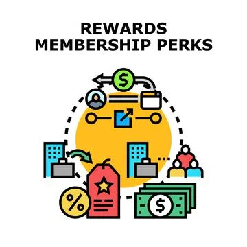 Rewards membership perks for loyalty program benefits Illustrazione stock
