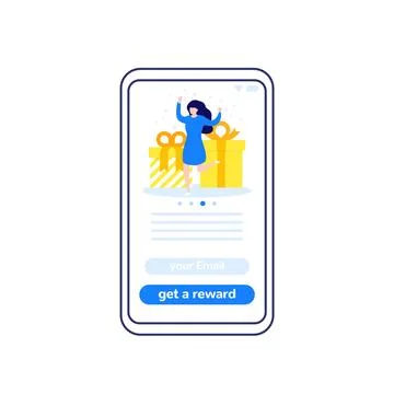 Rewards mobile app design, vector Stock Illustration