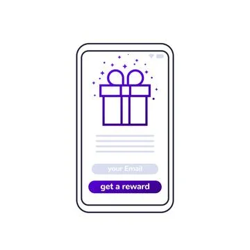 Rewards mobile app design on white Stock Illustration