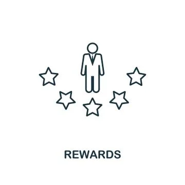 Rewards outline icon. Thin line element from crowdfunding icons collection. UI 库存插图