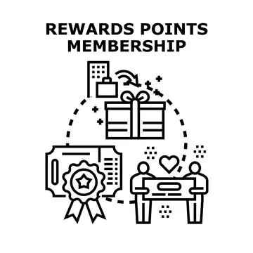Rewards points membership loyalty program earning benefits Stock Illustration