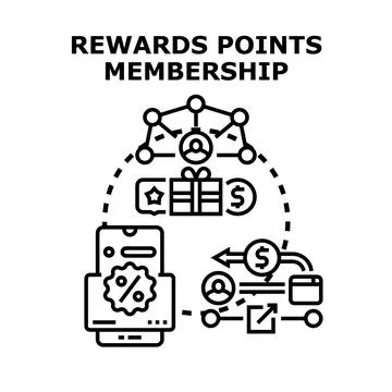 Rewards points membership program receiving customer benefits Stock Illustration