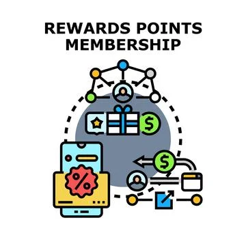 Rewards points membership program receiving customer benefits Stock Illustration