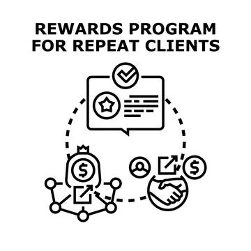 Rewards program for repeat client loyalty and engagement Stock Illustration