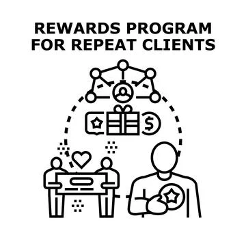 Rewards program for repeat clients bonus system Stock Illustration