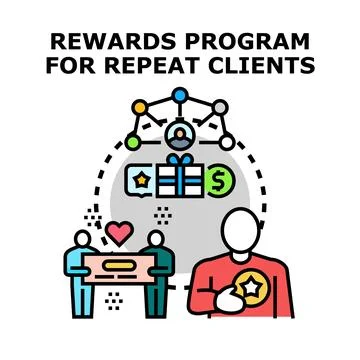 Rewards program for repeat clients bonus system Stock Illustration
