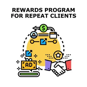 Rewards program for repeat clients customer loyalty strategy Illustrazione stock