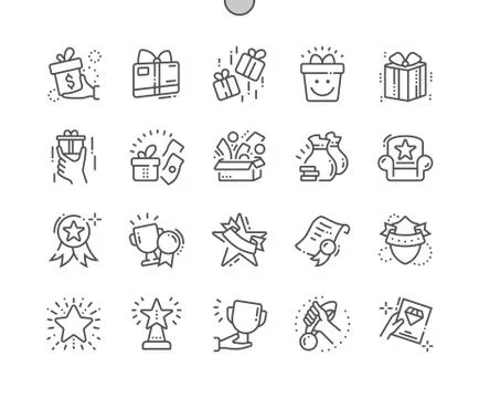 Rewards Well-crafted Pixel Perfect Vector Thin Line Icons 30 2x Grid for Web イラスト素材