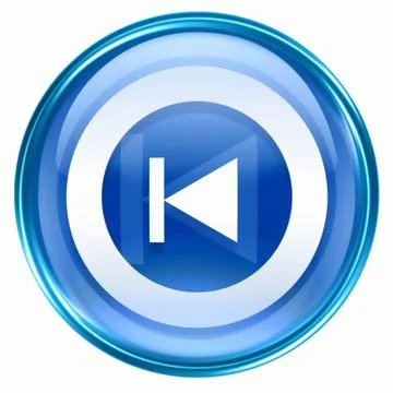 Rewind back icon blue, isolated on white background. Illustrazione stock