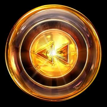 Rewind back icon fire, isolated on black background. Stock Illustration