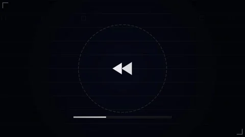 Rewind button with digital media player playback interface and progress bar Stock Footage 345554487