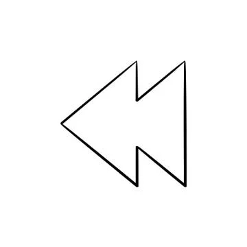 Rewind button hand drawn outline doodle icon. Stock Illustration
