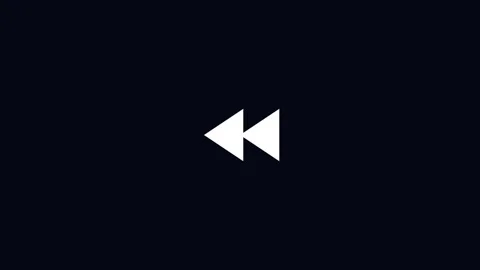 Rewind button icon on a digital media player interface for video playback Stock-Footage 345958986