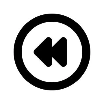 Rewind button icon with double arrows inside a circle for media interface Stock Illustration