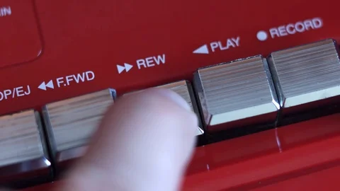 Rewind Button on Tape Recorder Stock Footage 87056668
