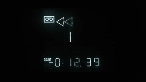 Rewind Counter on VCR Timecode, VHS player, Retro Led Indicator Stock Footage 176041355