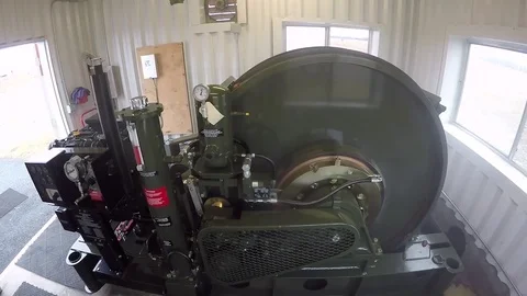 Rewind engine operator for Aircraft Arrest System BAK-12 Stock Footage 83621785