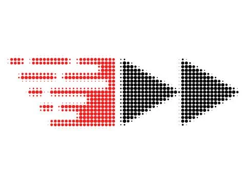 Rewind Forward Halftone Dotted Icon with Fast Rush Effect Stock Illustration