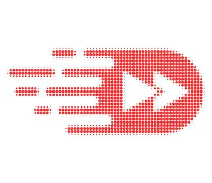 Rewind Forward Halftone Dotted Icon with Fast Rush Effect Stock Illustration
