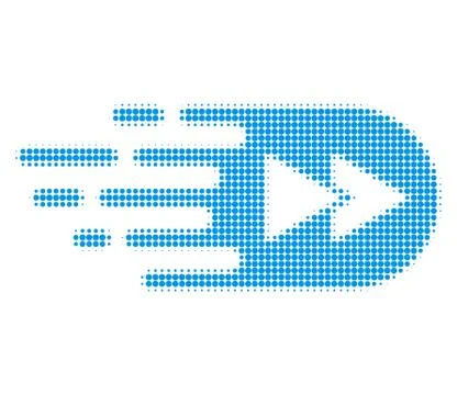 Rewind Forward Halftone Dotted Icon with Fast Rush Effect Stock Illustration