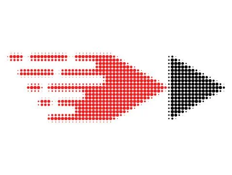 Rewind Forward Halftone Dotted Icon with Fast Rush Effect Stock Illustration