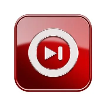 Rewind forward icon glossy red, isolated on white background Stockillustratie