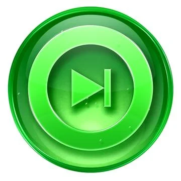 Rewind forward icon green, isolated on white background. Illustrazione stock