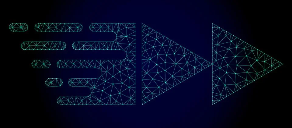 Rewind Forward Polygonal Frame Vector Mesh with Fast Motion Effect Stock Illustration