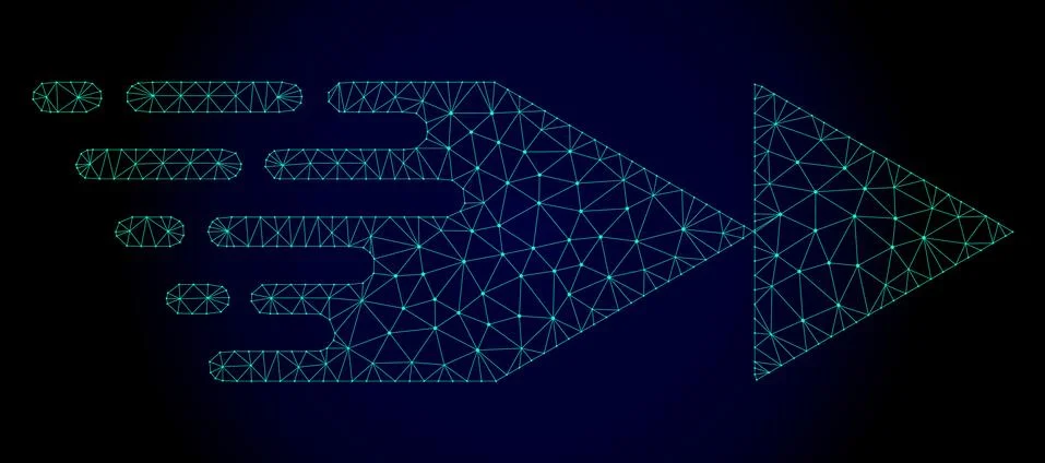 Rewind Forward Polygonal Frame Vector Mesh with Fast Motion Effect Stock Illustration