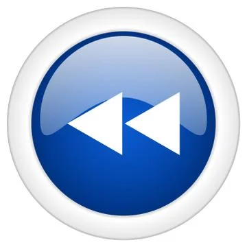 Rewind icon, circle blue glossy internet button, web and mobile app illustrat Illustrazione stock