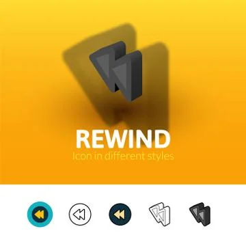 Rewind icon in different style Stock Illustration