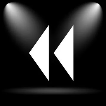 Rewind icon. Internet button on black background.. Stock Illustration