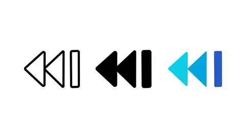 Rewind icon set previous media control button Stock Illustration