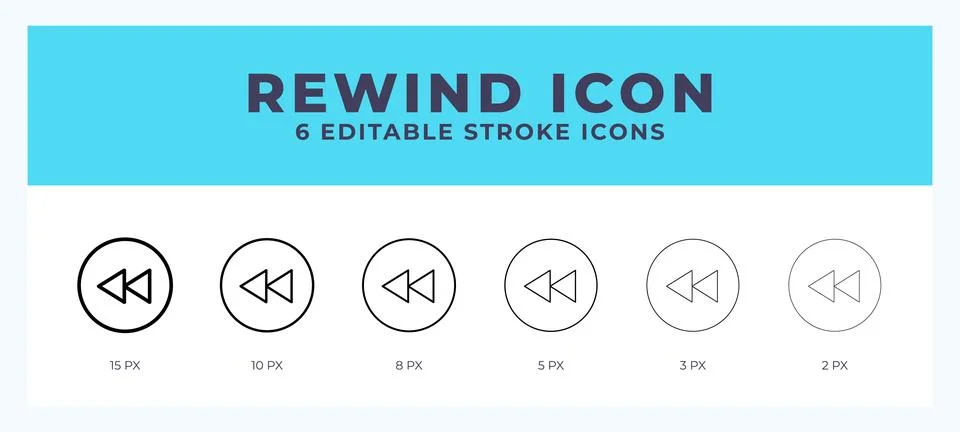 Rewind icon symbol. Isolated. Vector illustration with editable stroke. Stock Illustration