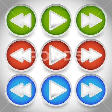 Rewind, play, fast forward navigation buttons. editable vector graphics. Stock Illustration
