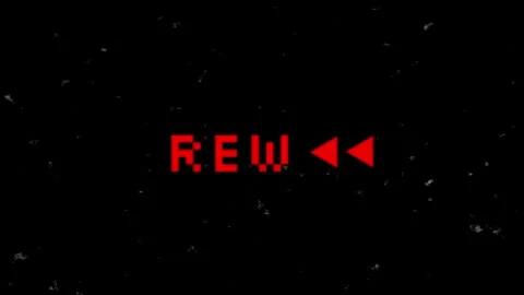 Rewind Sign with Glitch Effect, Digital Media Player Interface Animation Loop Stock Footage 330540501