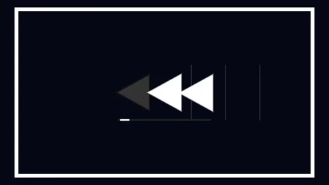 Rewind sign minimalist icon on solid black background Stock Footage 345954731