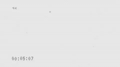 Rewind VHS glitch screen with static lines and timer Video stock 320036217