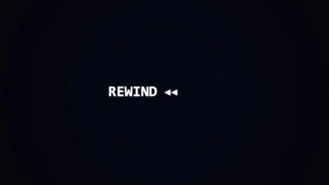 Rewind VHS indicator text on black background Stock Footage 340300611