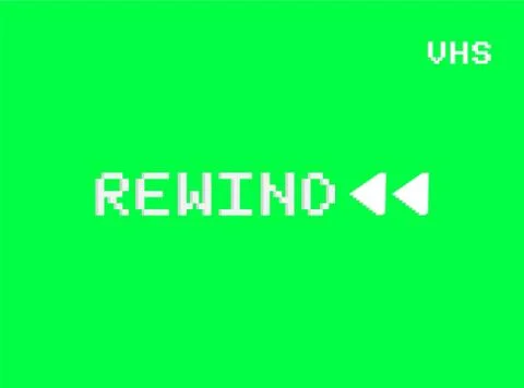 Rewind VHS screen of a videotape player Retro 80s 库存插图