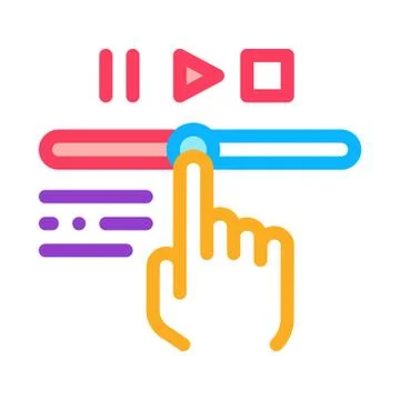 Rewind video icon vector outline illustration Stock Illustration