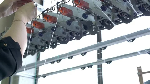 Rewinding machine equipment at knitting shop view Stock Footage 86838490
